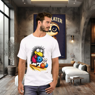 Rolig Igelkott Bowling Tecknad T-Shirt