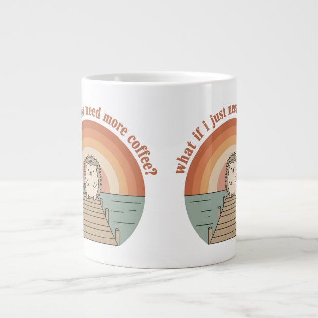 Rolig Igelkott Kaffe Morgon Slogan Mugg Jumbo Mugg (Framsidan)