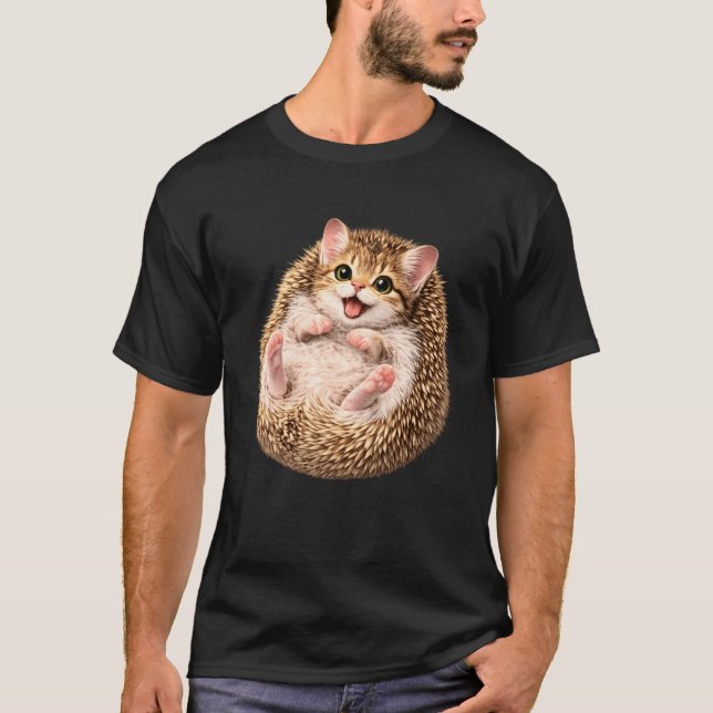 Rolig Igelkott Katt Söt Djur Meme Älskare T Shirt (Framsida)