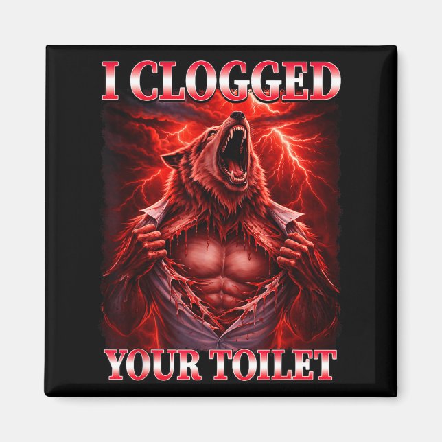 Rolig igensatt toalett alpha wolf meme hjärnröta magnet (Framsidan)