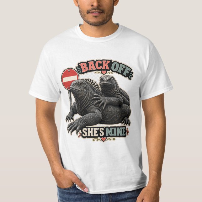 Rolig Iguana Backa Off Hon Är Min Fars Dag T Shirt (Framsida)