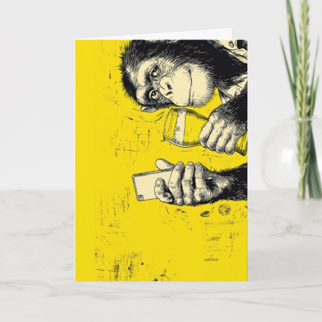 Rolig illustration av apa som tar selfie – Cool sc Kort (Framsida)