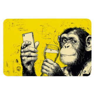 Rolig illustration av apa som tar selfie – Cool sc Magnet
