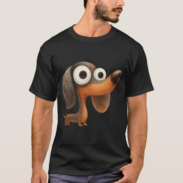 Rolig illustration av dachshund med stora ögon  t shirt (Framsida)