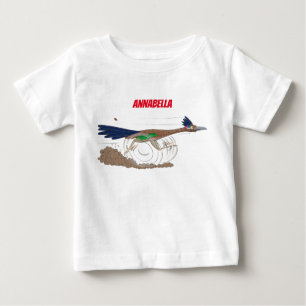 Rolig illustration av fågel i road runner-tecknad t shirt