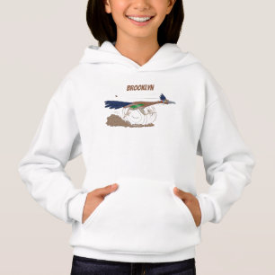 Rolig illustration av fågeln löparen i tecknad sti t shirt