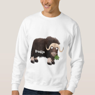 Rolig illustration av myskoxe i tecknad stil lång ärmad tröja