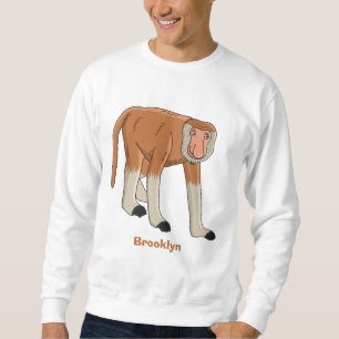 Rolig illustration av näsaapa i tecknad stil lång ärmad tröja
