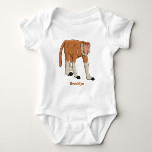Rolig illustration av näsapa i tecknad stil t shirt