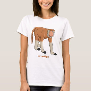 Rolig illustration av näsapa i tecknad stil t shirt