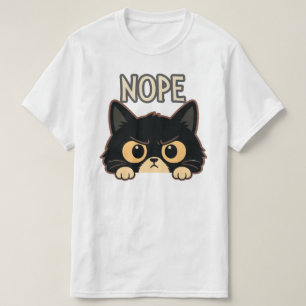 Rolig illustration av svart katt som tittar nej t shirt