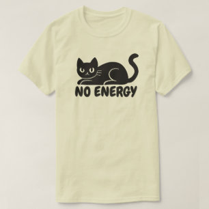 Rolig illustration av svart katt utan energi t shirt