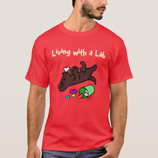 Rolig illustration för chokladLabrador tecknad T-shirt (Framsida)