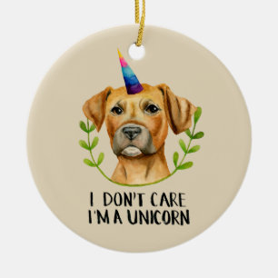 Rolig illustration för UnicornPitbull hund Julgransprydnad Keramik