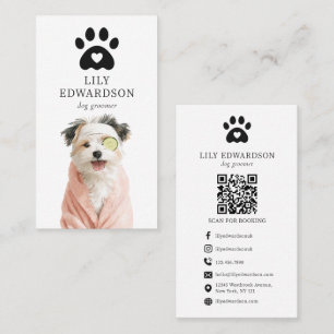 Rolig illustration Husdjurs Hund Frisör Paw Print Visitkort