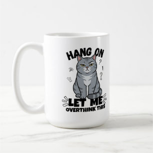 Rolig Illustrativ Bild Av Grå Domedande Katt Kaffemugg