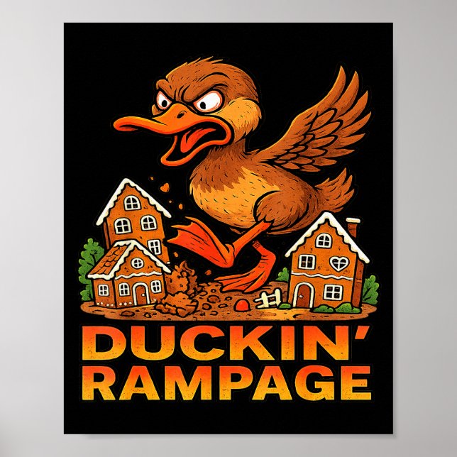 Rolig Ilsken Anka Unik Julupplopp Gingerbröd Poster (Framsidan)