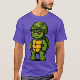 Rolig Ilsken Armésköldpadda Soldat retro T Shirt