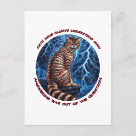 Rolig Ilsken Katt Stormig Natt Citat Retro Grafik Vykort