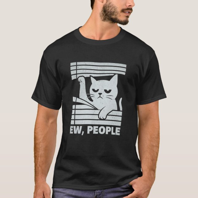 Rolig Ilsken Katt Usch Människor T Shirt (Framsida)