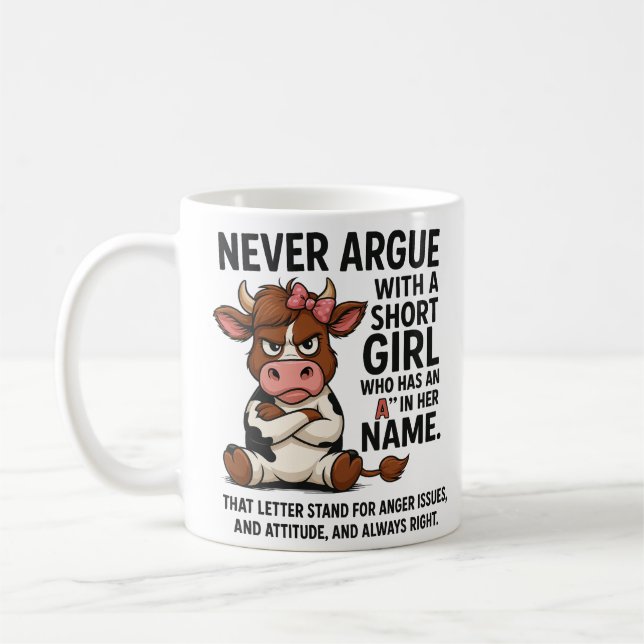Rolig Ilsken Ko Mug – Diskutera Aldrig Med Kort Tj Kaffemugg (Vänster)