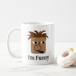 Rolig Ilsken Mans Ansikte Rolig Tecknad Bild Kaffemugg