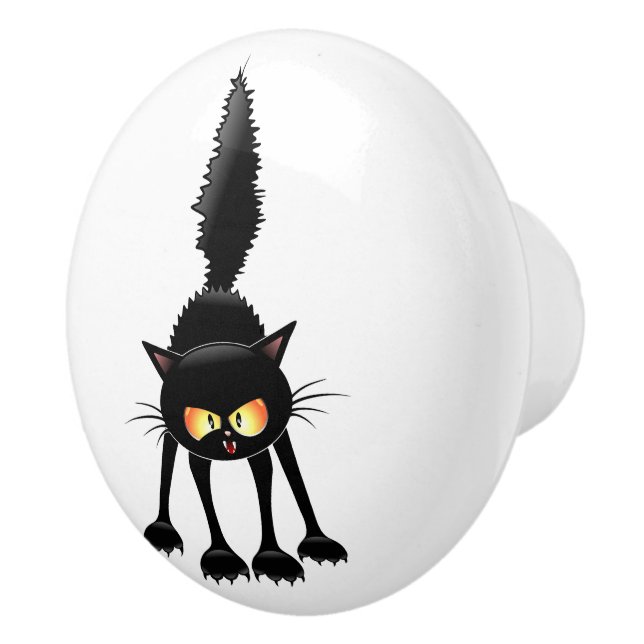 Rolig ilsken svart kattserie  knopp (Höger)