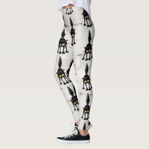 Rolig ilsken svart kattserie leggings