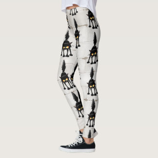 Rolig ilsken svart kattserie leggings
