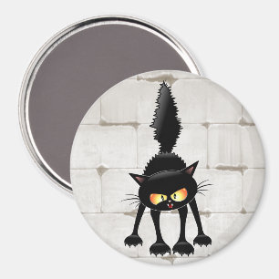 Rolig ilsken svart kattserie magnet