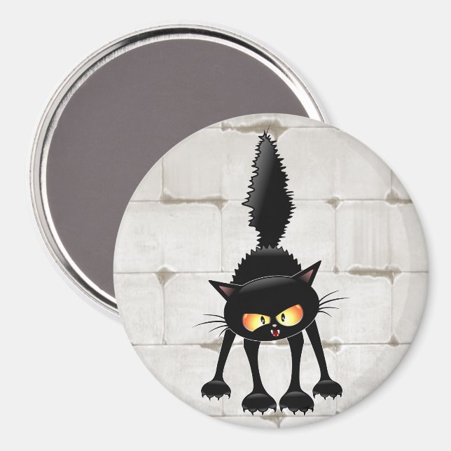 Rolig ilsken svart kattserie  magnet (Front/Back)