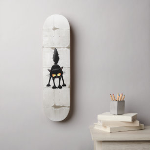 Rolig ilsken svart kattserie mini skateboard bräda 18,5 cm