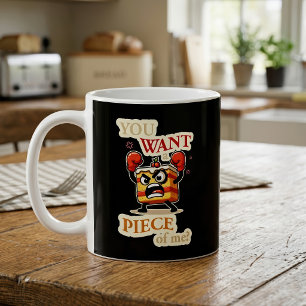Rolig Ilsken Tårtskiva Redo att Slåss Tecknad Kaffemugg