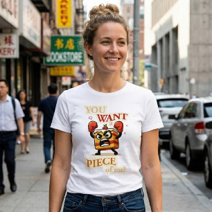 Rolig Ilsken Tårtskiva Redo att Slåss Tecknad T Shirt