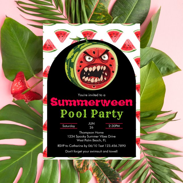 Rolig Ilsken Vattenmelon Summerween Poolparty Inbjudningar (Skapare uppladdad)