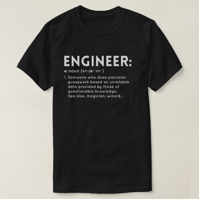 Rolig ingenjördefinition t shirt (Design framsida)