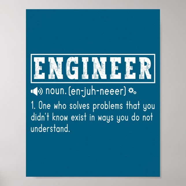 Rolig ingenjörsdefinition Ingenjörsproblem lösning Poster (Framsidan)