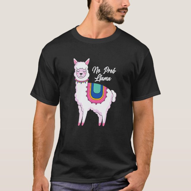 Rolig Inget Probllama Lama T Shirt (Framsida)