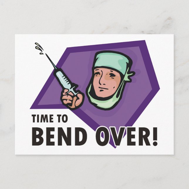 Rolig injektionsläkare / sjuksköterska - sprutande vykort (Framsida)