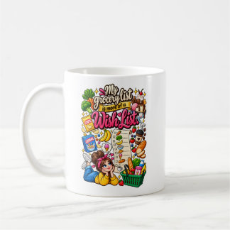 Rolig inköpslista för livsmedel önskelista citat kaffemugg