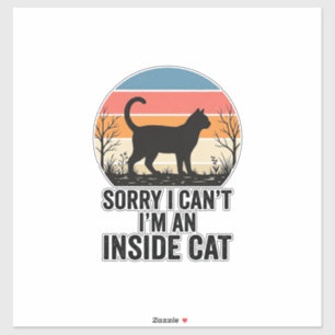 Rolig Innekatt Vintage Kattälskare Design_1 Klistermärken