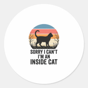 Rolig Innekatt Vintage Kattälskare Design_1 Runt Klistermärke