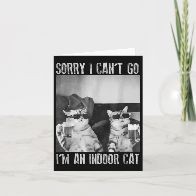 Rolig Inomhus Katt Meme ledsen Kan Inte Gå Retro Ö Kort (Framsida)