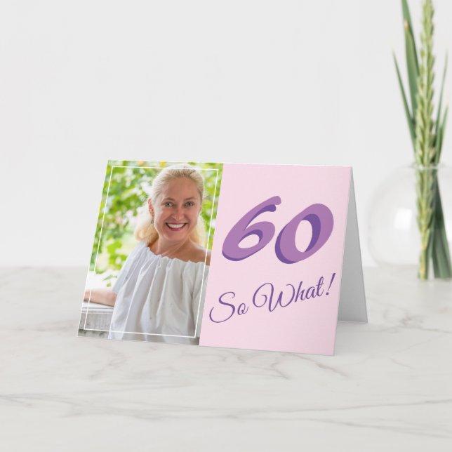 Rolig Inspirerande Lägg till ditt foto 60-årsdag Kort (Framsida)