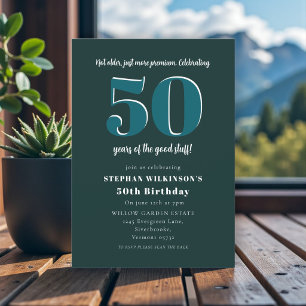 Rolig "Inte äldre, bara premium" 50-års födelsedag Inbjudningar
