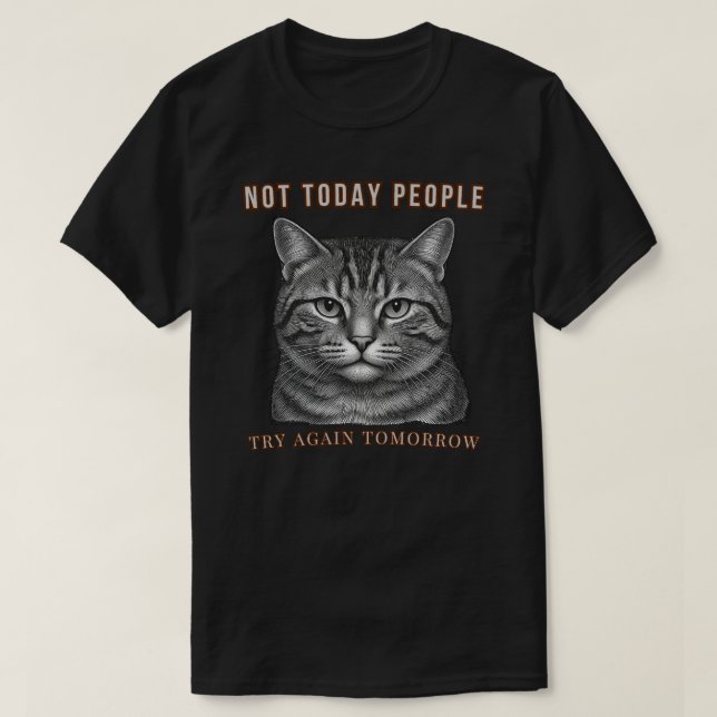 Rolig “Inte Idag Människor” Introvert Katt Minimal T Shirt (Design framsida)