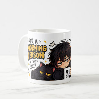 Rolig Inte Morgonmänniska Kaffe Chibi Katt Kaffemugg