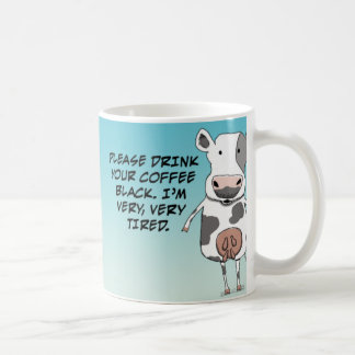 Rolig inte upplagd trött ko kaffemugg