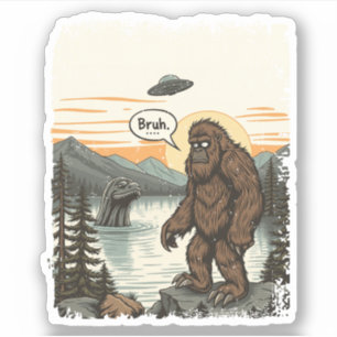 Rolig Introvert Bigfoot Sasquatch Loch Ness Retro Klistermärken