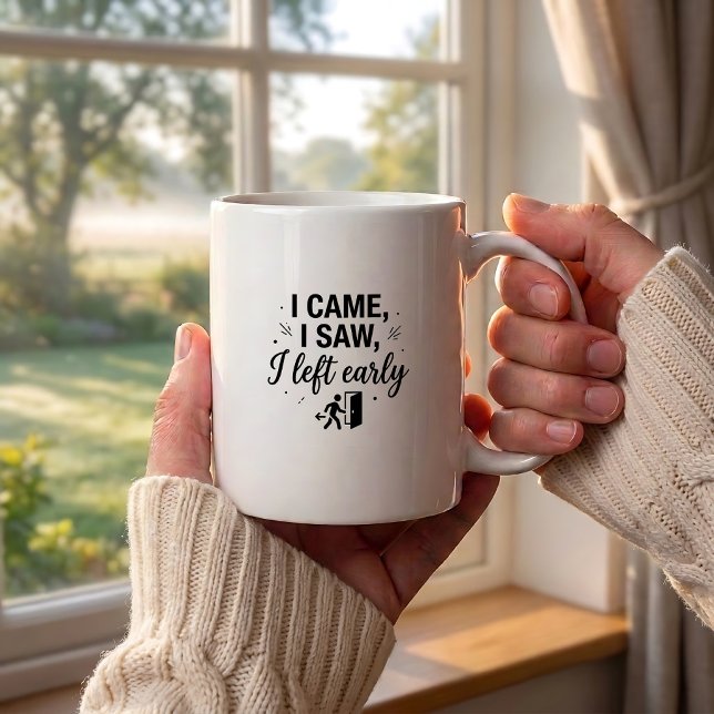 Rolig Introvert Kaffe Mugg Såg Vänster Tidigt (Skapare uppladdad)